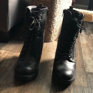 Black Combat Boots with Heel